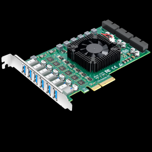 PCI-E X4轉(zhuǎn)12口USB3.0擴(kuò)展卡（前置6口+后置6口）獨(dú)立六通道