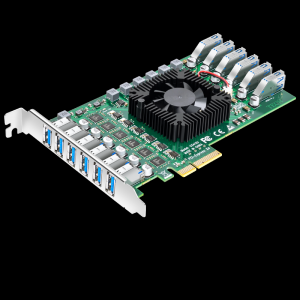 PCI-E X4轉(zhuǎn)12口USB3.0擴(kuò)展卡（后置6口+內(nèi)置6口）獨(dú)立六通道